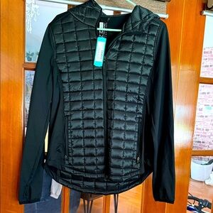 Andrew Marc hooded panel puffer jacket new large SONNY Black